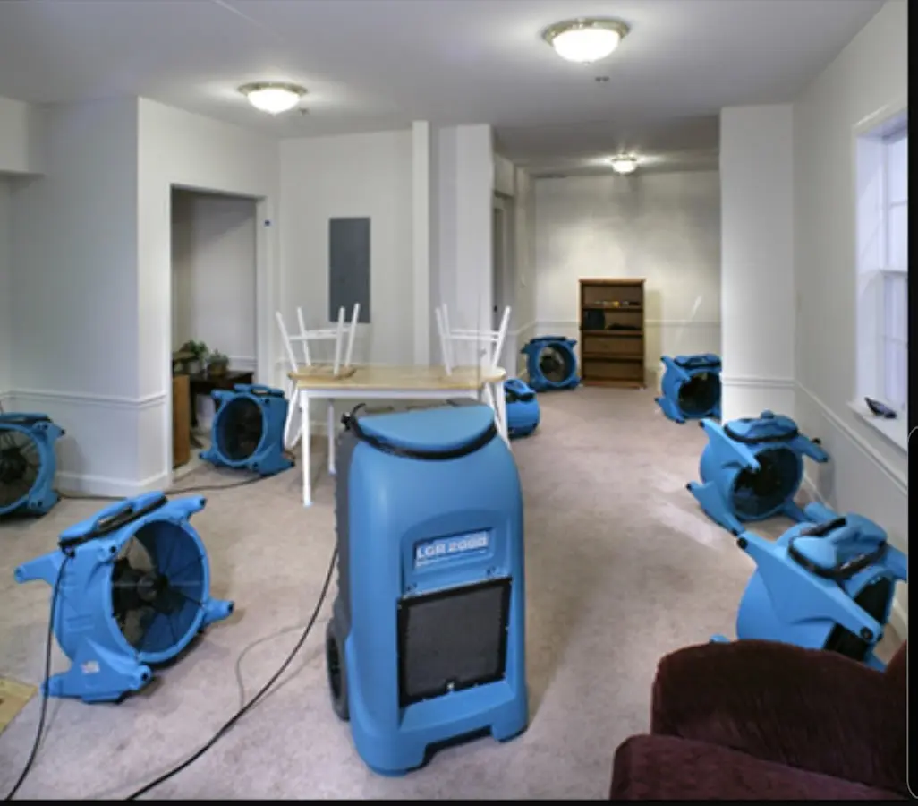 Air movers and dehumidifier setup for Water Damage Restoration in Shaker Heights